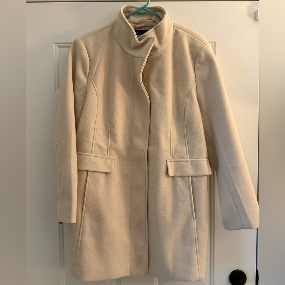 Vince Camuto Cream Funnel-Neck Trench Coat
